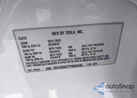 2023 Tesla Model Y Awd/Long Range Dual Motor All-Wheel Drive from USA, damaged, VIN 7SAYGDEE7PA084565